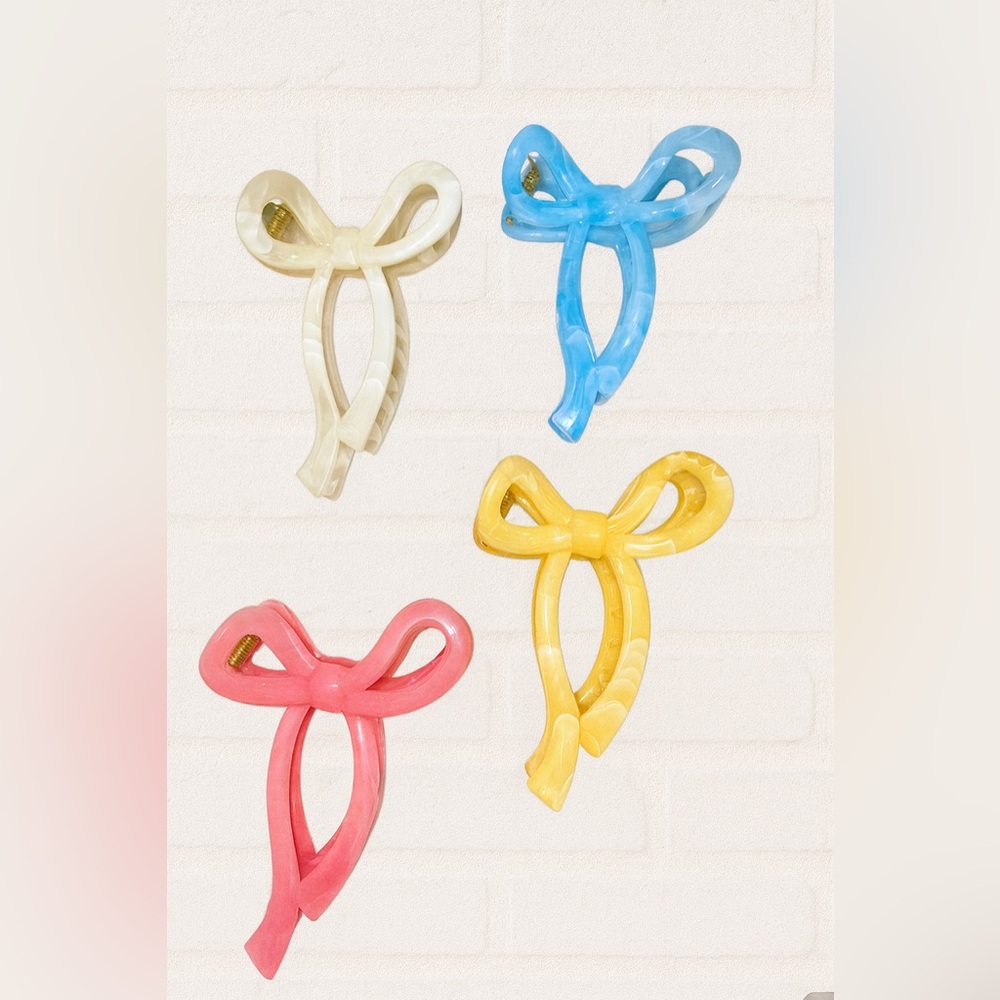 🌈 Marble Bow Hair Claws [PICK A COLOR]